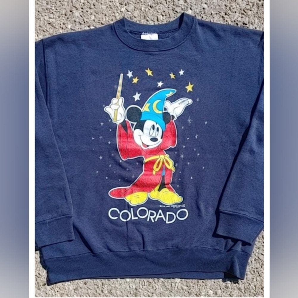 Vtg 1990s Disney Mickey Sorcerer Fantasia Crew Neck Tultex Sweatshirt (L) - Picture 2 of 9